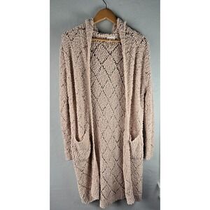 Hooded Cardigan Sweater Duster Sienna Sky Lt Tan Cream w/ Pockets